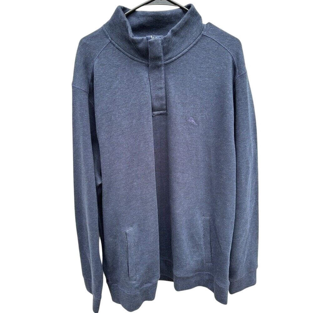 Tommy Bahama Men's Half Zip Pullover Sweatshirt Sweater Blue Gray Size Large